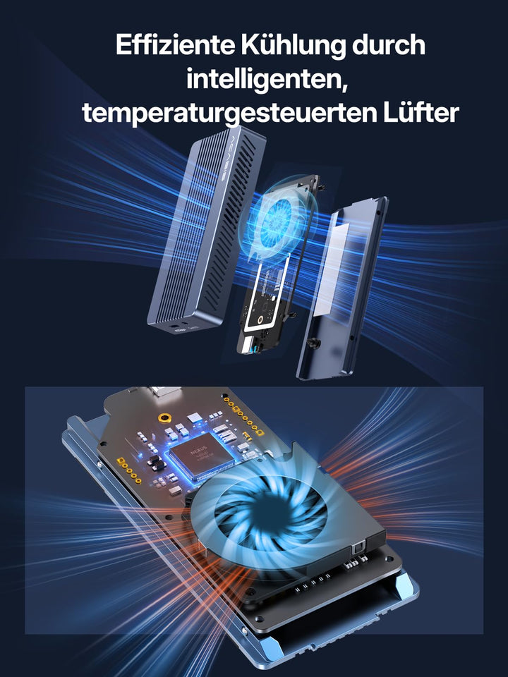 M.2 NVMe SSD Gehäuse 40 Gbps mit Kühllüfter Thunderbolt 4 - Bild 2