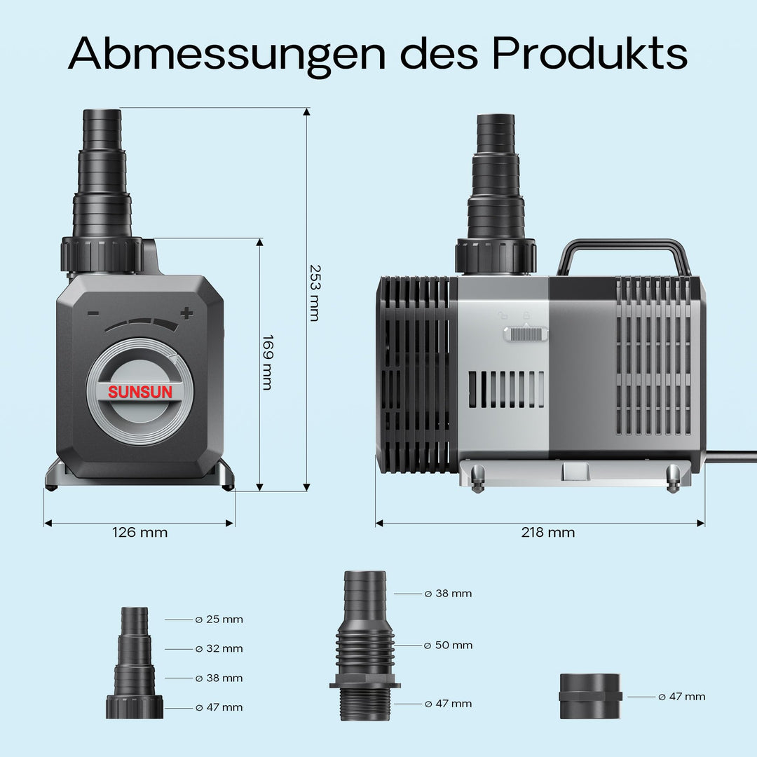 Teichpumpe 12.000 l/h 100W Energiespar-Filterpumpe für Koiteiche - Bild 3