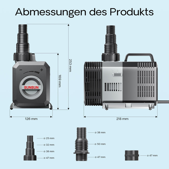 Teichpumpe 12.000 l/h 100W Energiespar-Filterpumpe für Koiteiche - Bild 3