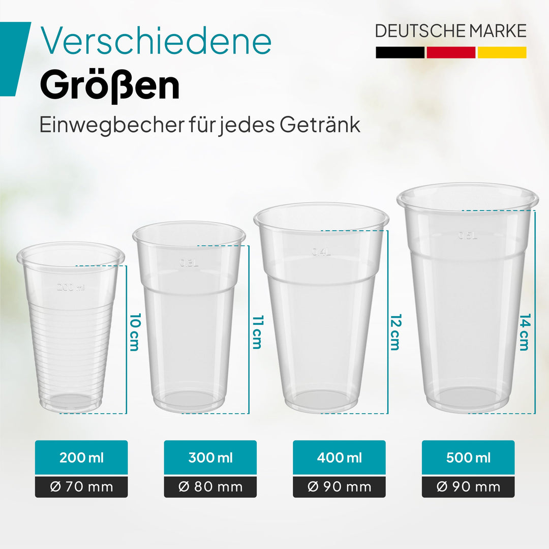 Einwegbecher 0,4 L Polypropylen transparent 1000 Stück mit Eichstrich - Bild 3