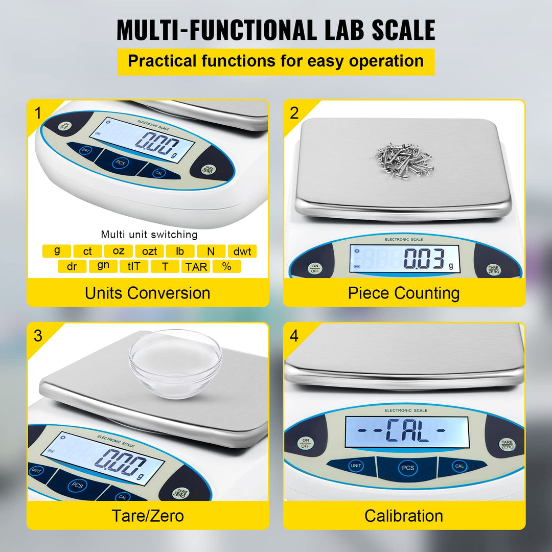 Digitalwaage Präzision 5000g / 0,01g mit LCD und 13 Einheiten - Bild 4
