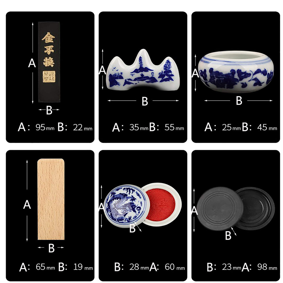 Kalligraphie-Set Chinesisch 10-teilig mit Pinseln, Tuschestein &amp; Etui - Bild 2
