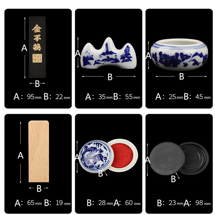 Kalligraphie-Set Chinesisch 10-teilig mit Pinseln, Tuschestein &amp; Etui - Bild 2