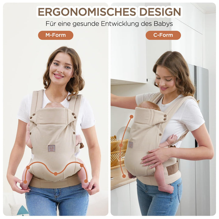 Babytrage Ergonomisch 3-in-1 Baumwolle für 3,2–15 kg Kleinkinder - Bild 5