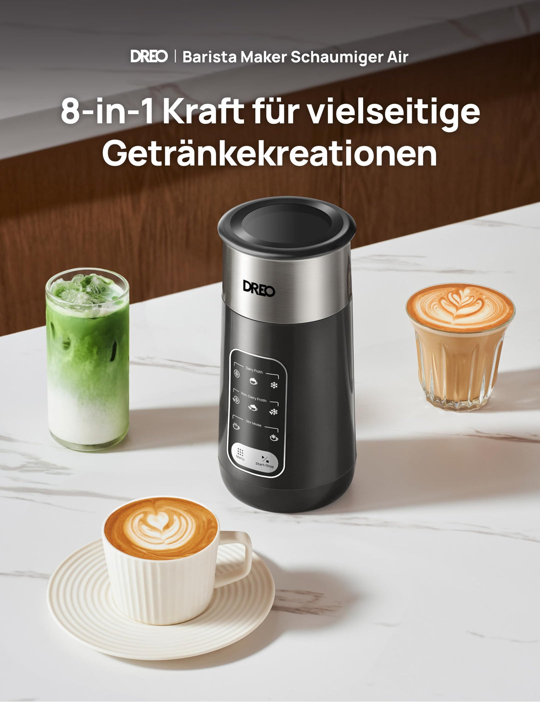 Milchaufschäumer Elektrisch 8-in-1 Edelstahl 270ml Warm &amp; Kalt - Bild 2
