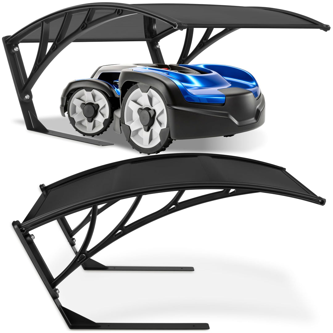 Mähroboter Garage Stahl &amp; Polycarbonat 81x100x48 cm mit Bodenverankerung