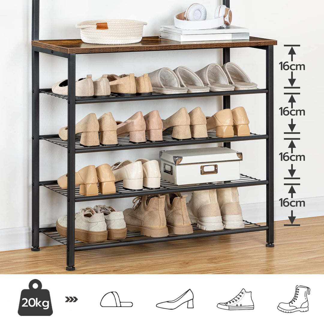 Garderobenständer mit Schuhregal 5 Ebenen Industrie-Design Flur - Bild 5