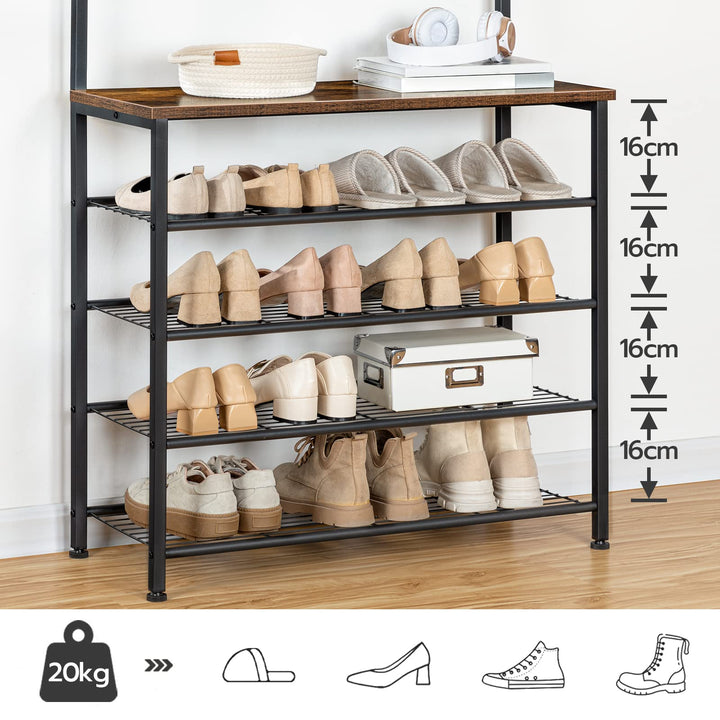 Garderobenständer mit Schuhregal 5 Ebenen Industrie-Design Flur - Bild 5
