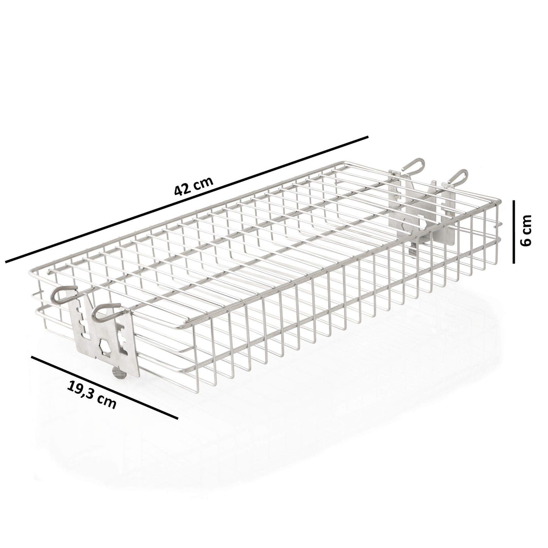 Grillkorb Drehspieß Edelstahl höhenverstellbar 4 Stufen 42 cm - Bild 3