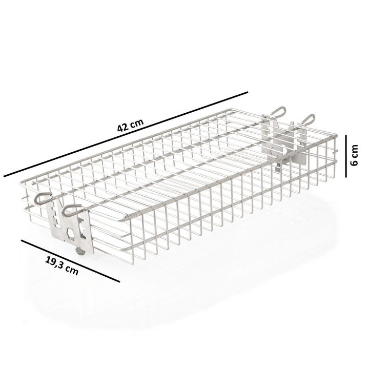 Grillkorb Drehspieß Edelstahl höhenverstellbar 4 Stufen 42 cm - Bild 3