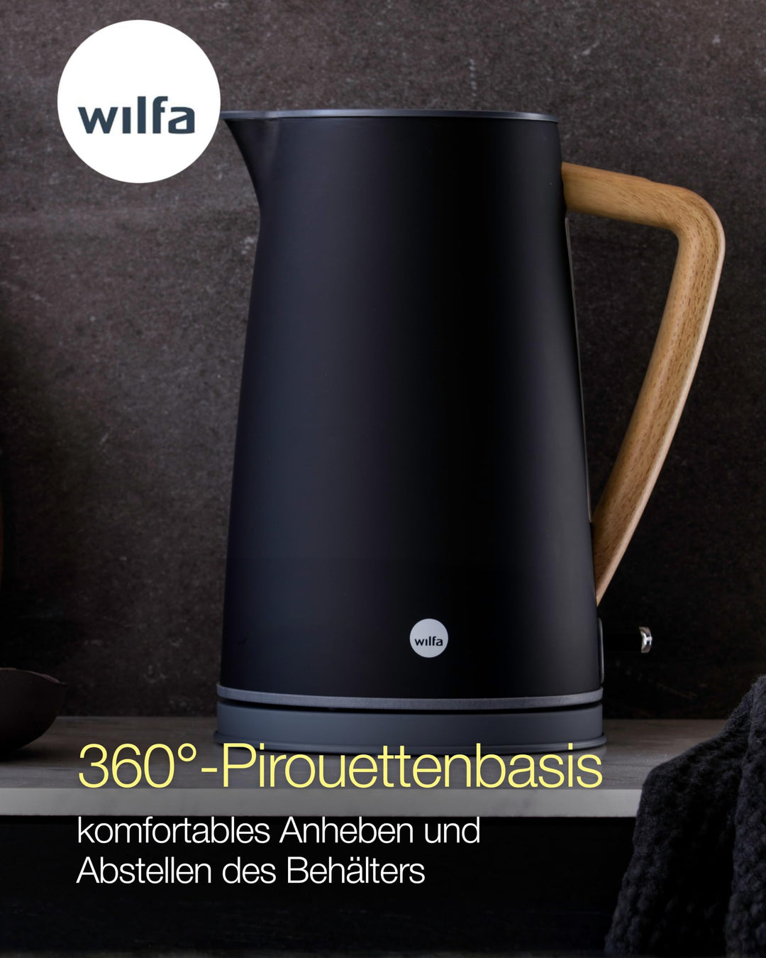 Wasserkocher 1,7 L Edelstahl matt mit Holzoptik-Griff 2000W - Bild 9