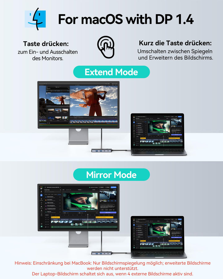 USB-C Docking Station 9-in-1 Triple Display für 2-4 Monitore - Bild 4