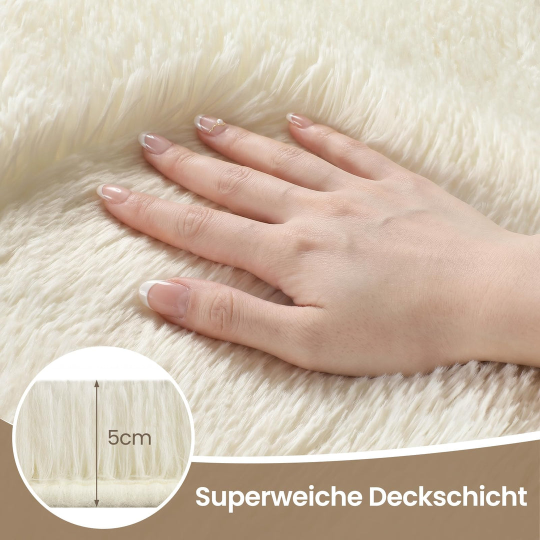 Hochflor Teppich Creme 160x230 cm flauschig weich rutschfest - Bild 2