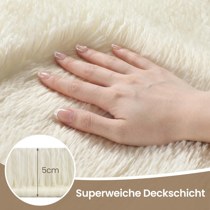 Hochflor Teppich Creme 160x230 cm flauschig weich rutschfest - Bild 2