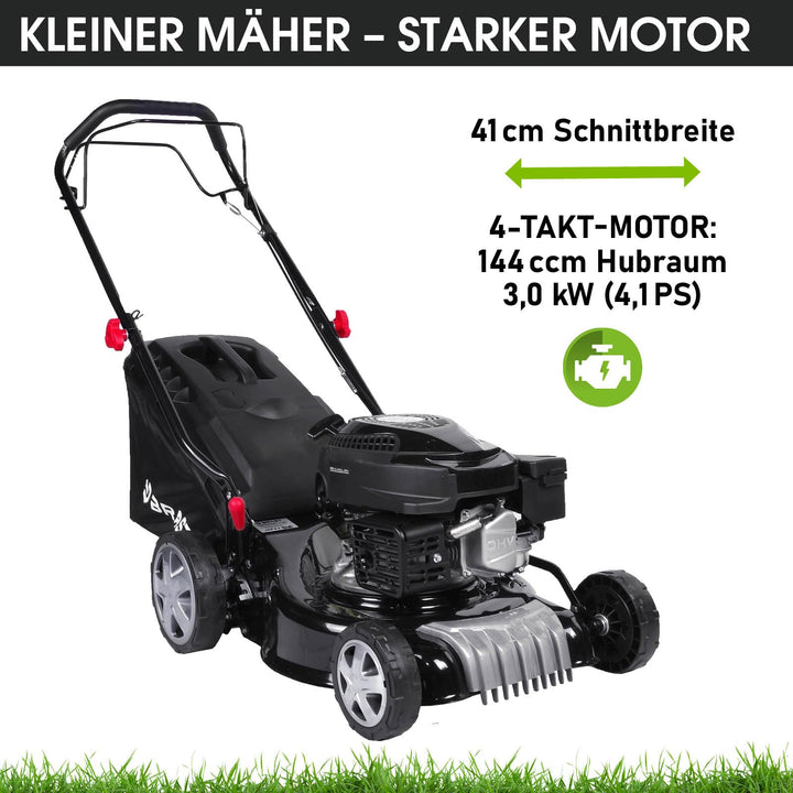 Benzin Rasenmäher mit Hinterradantrieb 41cm 3-in-1 Mulchen 40L - Bild 2