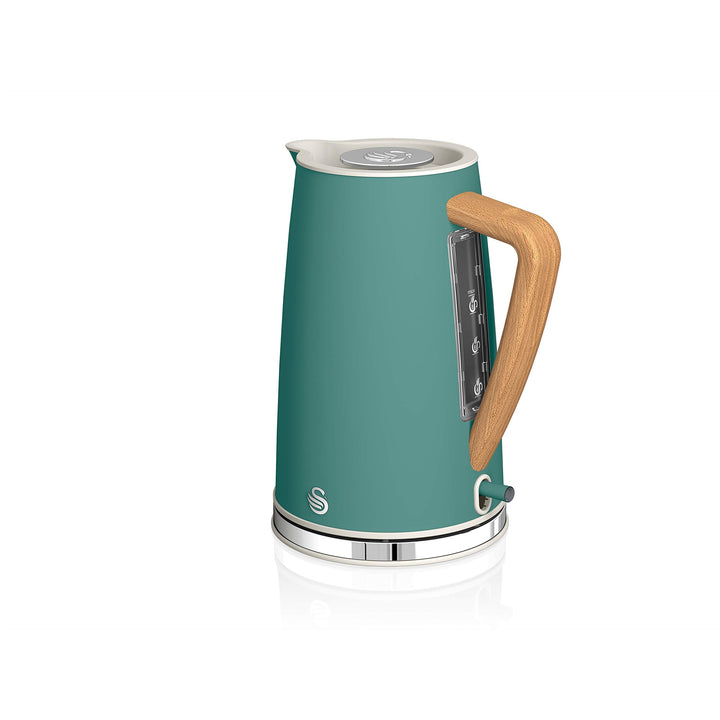 Wasserkocher 1,7 l 2200 W Edelstahl Grün mit Holzgriff kabellos - Bild 6