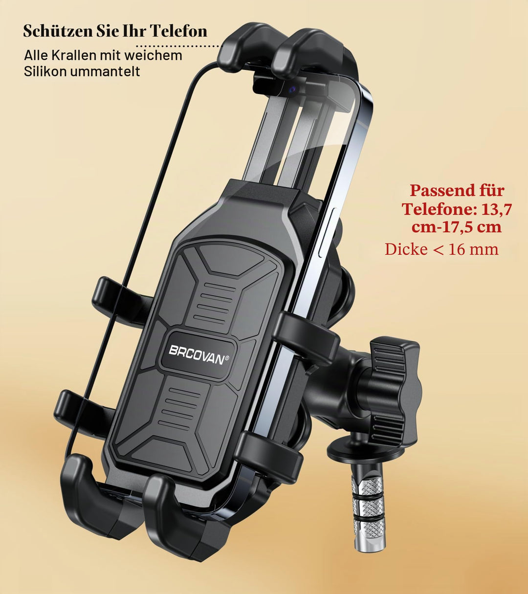 Motorrad Handyhalterung Gabelvorbau mit Vibrationsdämpfer 5,4–6,9 Zoll - Bild 3