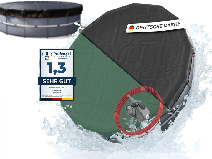 Poolabdeckung rund 366 cm Solar 2-in-1 UV-beständig für Ø 320–366 cm