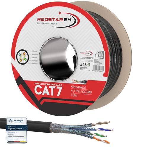 Erdkabel Cat7 S/FTP 100m Outdoor UV-beständig schwarz