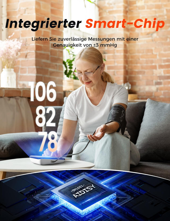 Blutdruckmessgerät Oberarm LED-Display 4 Zoll für 2 Nutzer je 99 Speicher - Bild 3