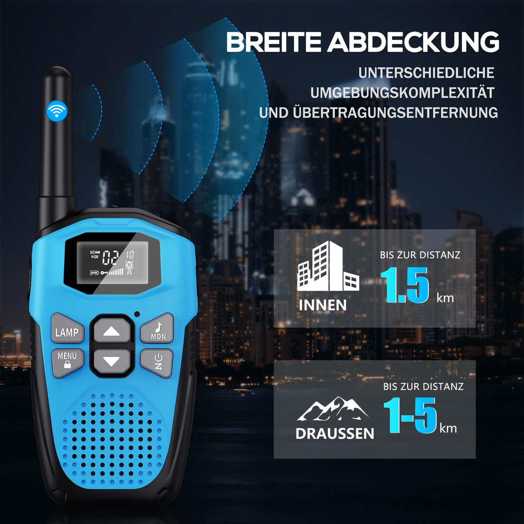 Walkie-Talkie 3er-Set aufladbar 5 km Reichweite mit Taschenlampe - Bild 4
