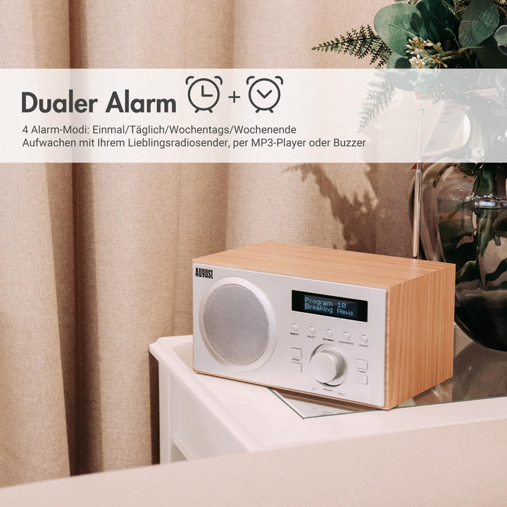 DAB+/UKW Radio Holzgehäuse Eiche mit Bluetooth 5.3 und Wecker - Bild 5
