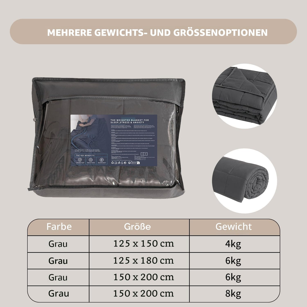 Gewichtsdecke Erwachsene 6 kg Glasmikroperlen atmungsaktiv 150x200 cm - Bild 4