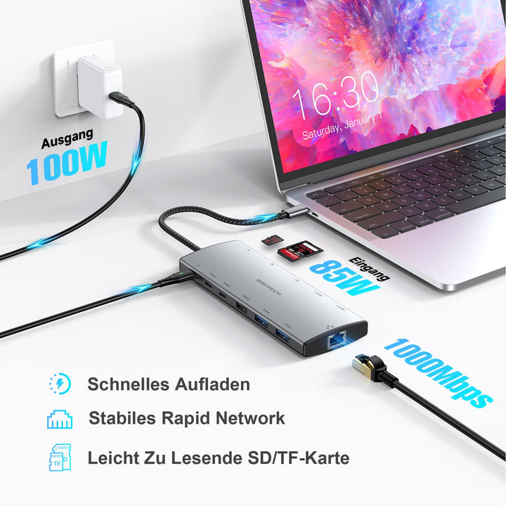 USB-C Hub 12-in-1 mit 2x HDMI 4K Triple Display Dockingstation - Bild 6