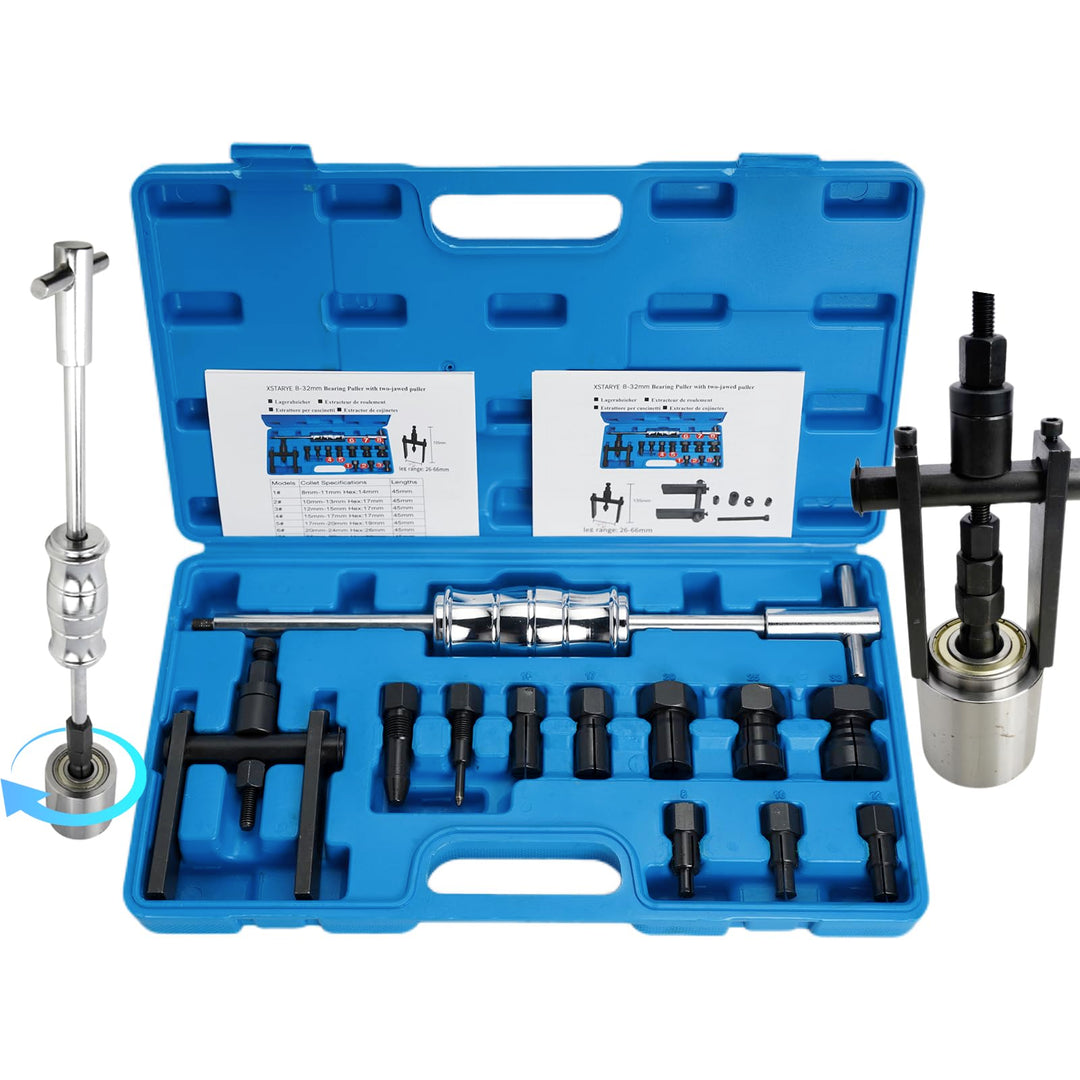 Lagerabzieher Set Sackloch 12-teilig Gleithammer &amp; Zweiarmabzieher 8–32mm