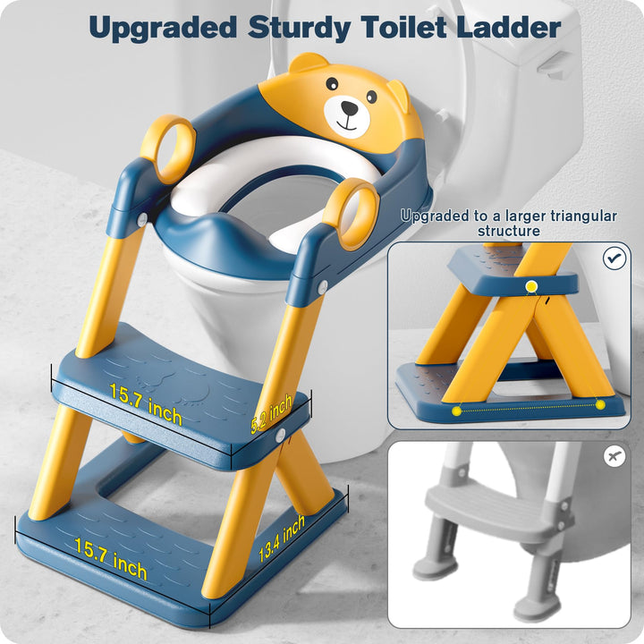 Toilettentrainer mit Treppe höhenverstellbar 2-in-1 Blau/Gelb - Bild 3