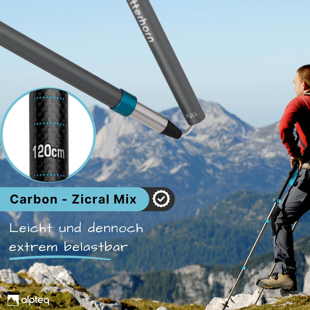 Wanderstöcke faltbar Carbon-Zicral Hybrid 110-130 cm ultraleicht - Bild 2