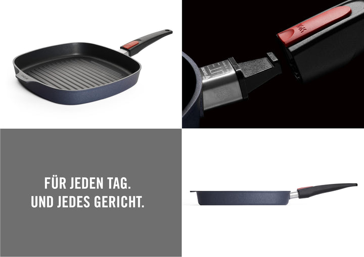 Grillpfanne Aluminiumguss 28x28 cm viereckig mit Antihaftbeschichtung - Bild 2