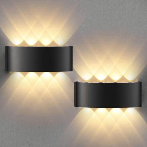 LED Wandleuchte Innen/Aussen 8W Aluminium IP65 Warmweiss 2er-Set
