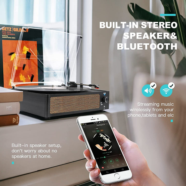 Plattenspieler mit eingebauten Lautsprechern Bluetooth 3-Gang Vintage - Bild 3