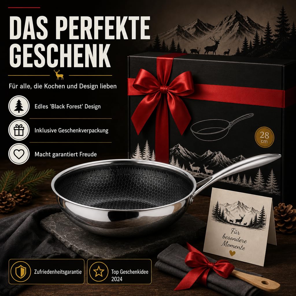 Wokpfanne 28cm Keramik-Antihaft Wabenbeschichtung Induktion - Bild 8