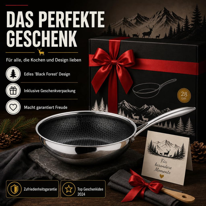 Wokpfanne 28cm Keramik-Antihaft Wabenbeschichtung Induktion - Bild 8