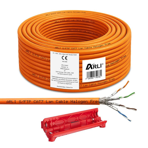 Netzwerkkabel CAT7 Verlegekabel 100m SFTP halogenfrei mit Abisoliermesser