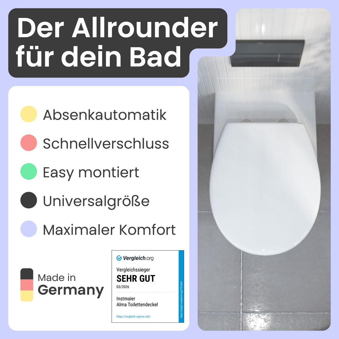 WC-Sitz oval mit Absenkautomatik Duroplast Weiß antibakteriell - Bild 2