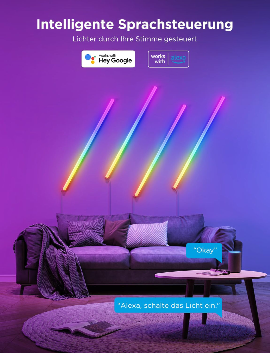 LED Wandleuchten RGBIC Gaming 6er-Set mit App-Steuerung - Bild 3