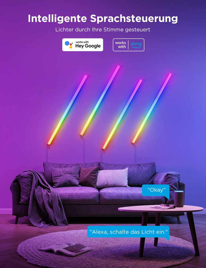 LED Wandleuchten RGBIC Gaming 6er-Set mit App-Steuerung - Bild 3