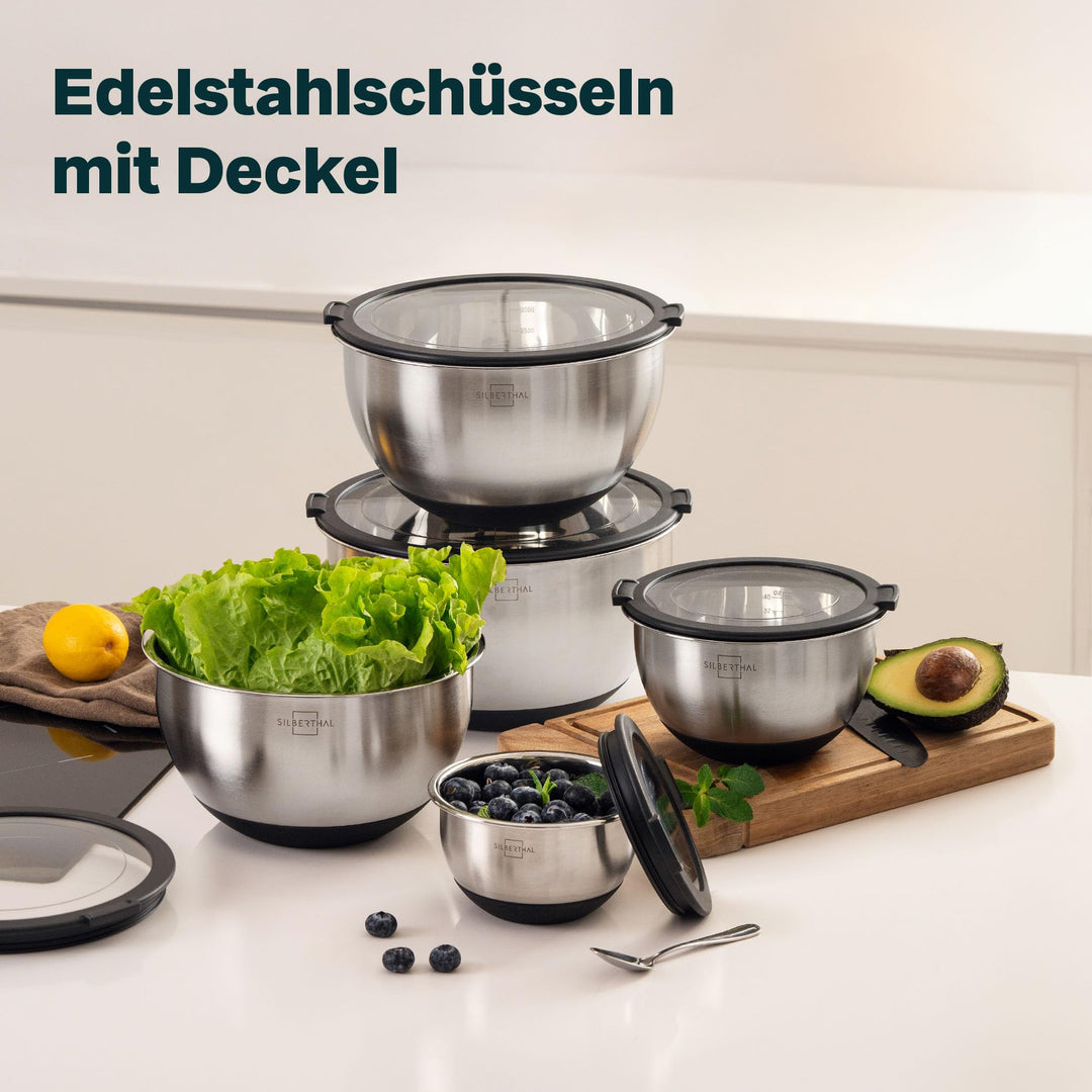 Rührschüssel Set Edelstahl 3-teilig mit Deckel 1,4/2,8/4,7 L - Bild 2