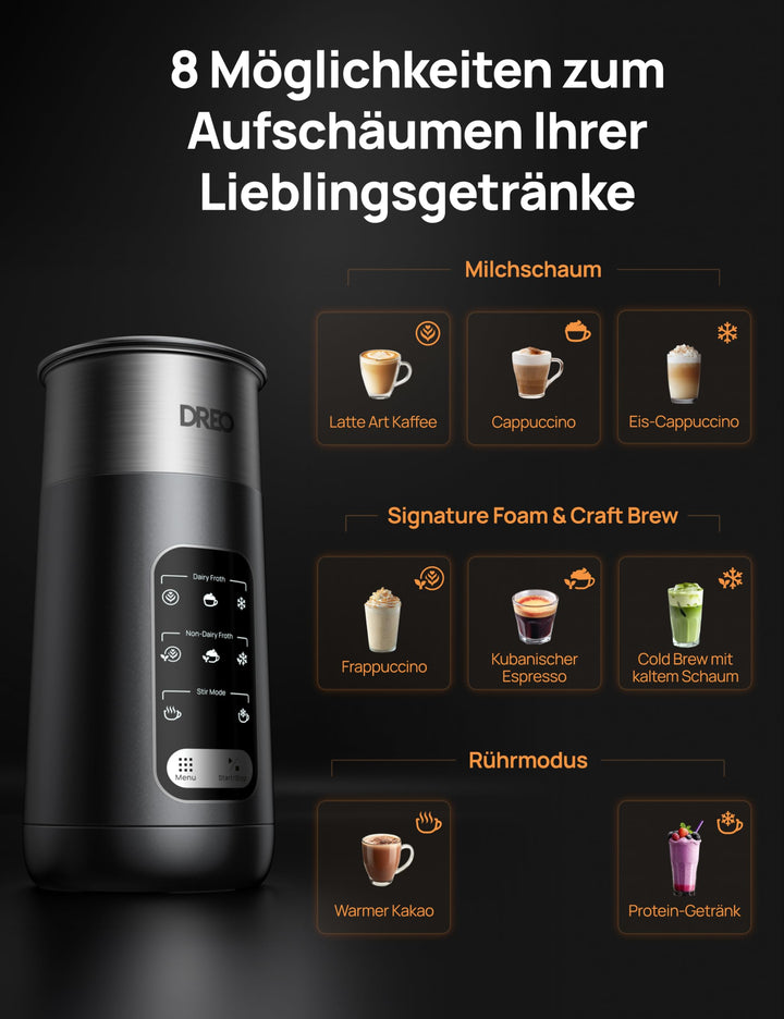 Milchaufschäumer Elektrisch 8-in-1 Edelstahl 270ml Warm &amp; Kalt - Bild 4