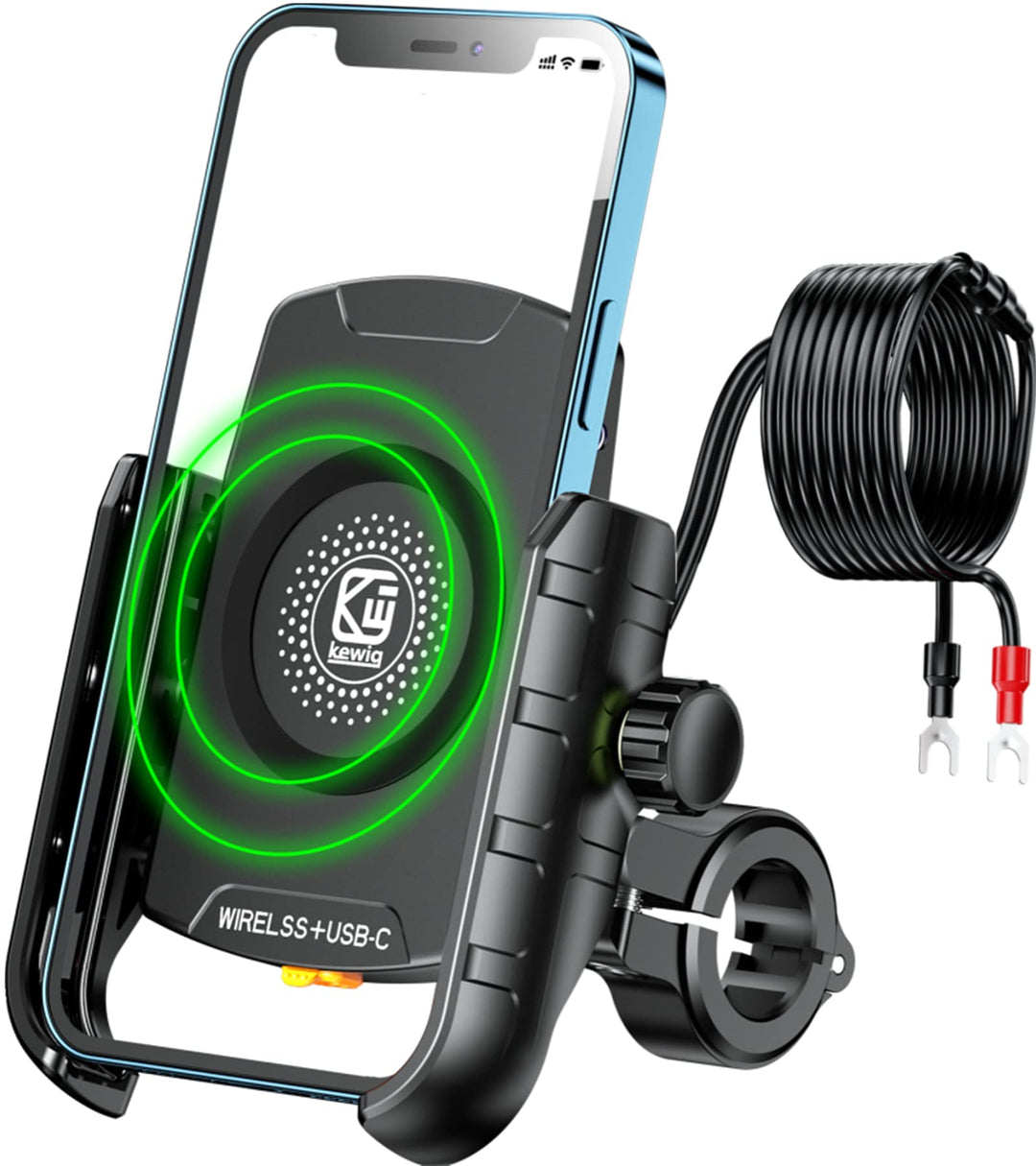Motorrad Handyhalterung mit 15W Qi Wireless Charger IP66 wasserdicht