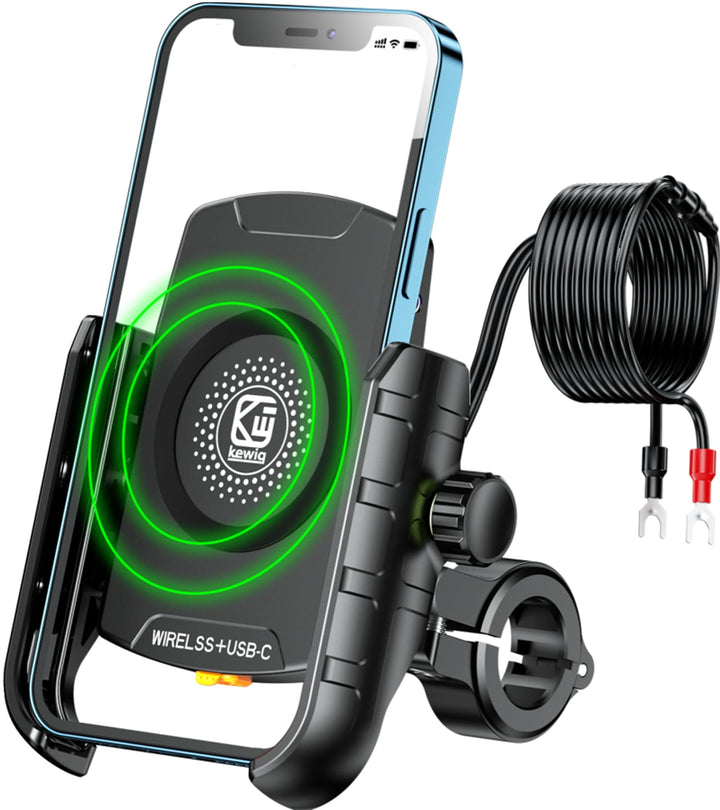 Motorrad Handyhalterung mit 15W Qi Wireless Charger IP66 wasserdicht
