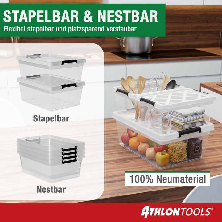 Aufbewahrungsbox 60L mit Deckel transparent stapelbar 4er-Set - Bild 5