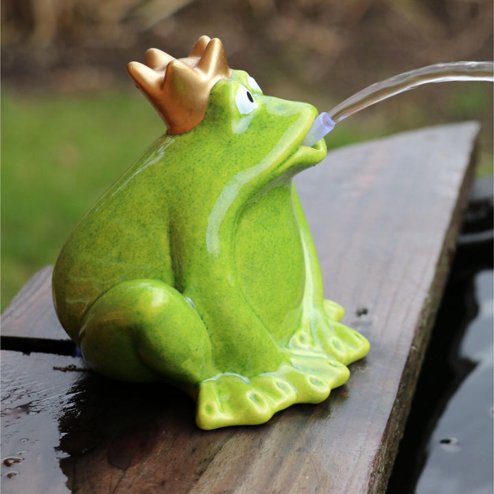 Wasserspeier Froschkönig Keramik mit Solarpumpe für Miniteich - Bild 6