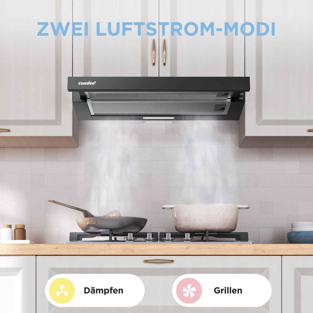 Flachschirmhaube 60 cm ausziehbar Energieklasse A+ Schwarz - Bild 6
