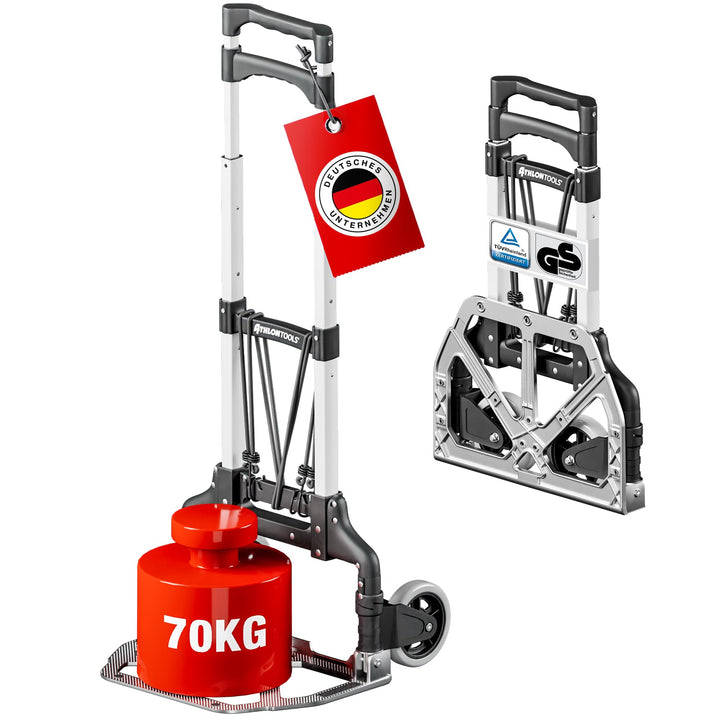 Transportkarre Aluminium klappbar 70 kg Teleskopgriff TÜV GS