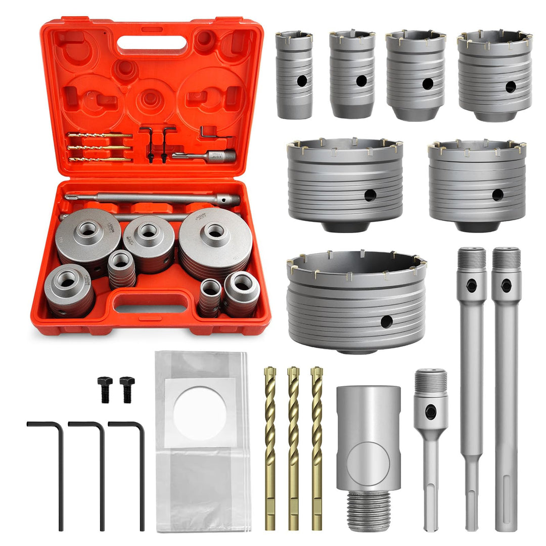Bohrkronen-Set Hartmetall 7 Grössen SDS Plus &amp; Max für Beton Mauerwerk