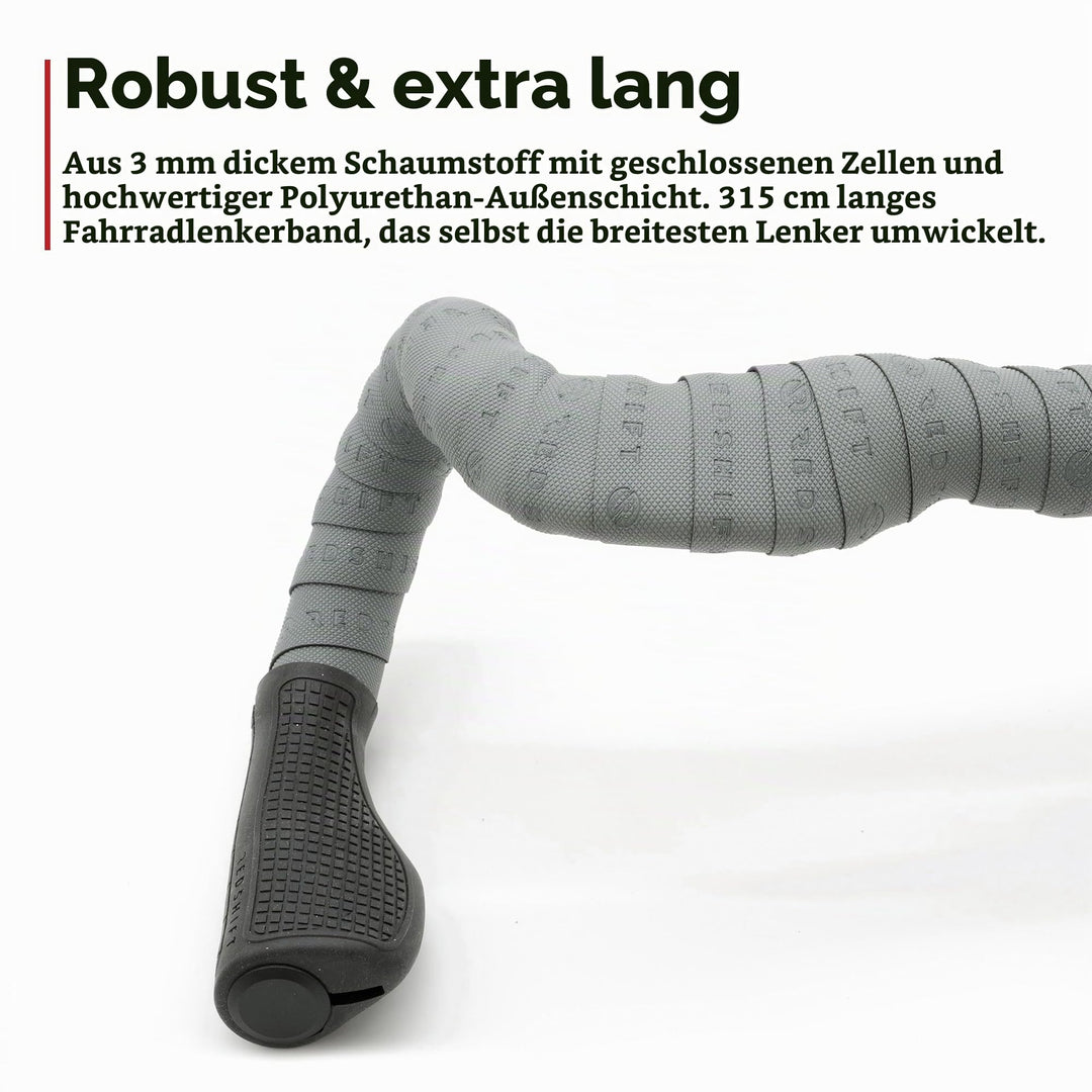 Lenkerband Rennrad extra lang 315 cm, 3 mm Schaumstoff, Grau - Bild 4